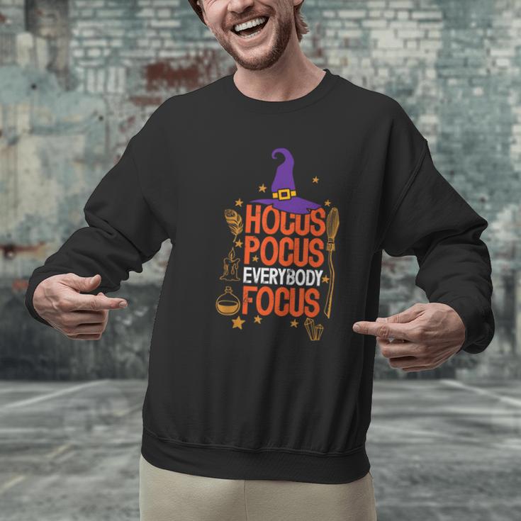 Witchy Halloween Hocus Pocus Everybody Focus Teacher Pumpkin Men Graphic Sweatshirt, gift for family, gift for coworker