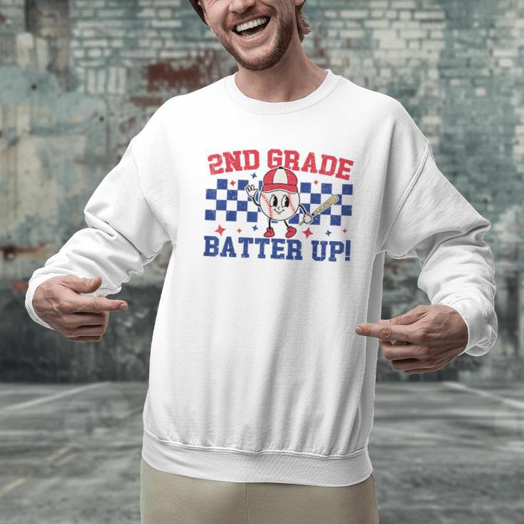 2nd Grade Batter Up Back To School Baseball Teacher Kids Men Graphic Sweatshirt, 2nd Grade Teacher Sweatshirts, gift for family, gift for coworker