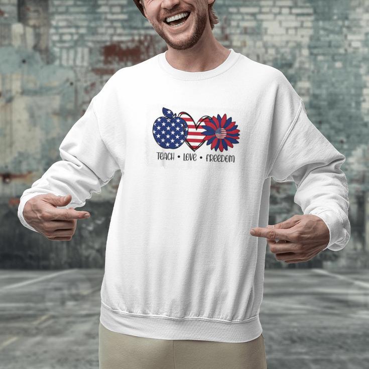 American Flag Teach Love Freedom Preschool Teacher 4th July Men Graphic Sweatshirt, gift for family, gift for coworker American Flag Teach Love Freedom Preschool Teacher 4th July Men Graphic Sweatshirt, gift for family, gift for coworker