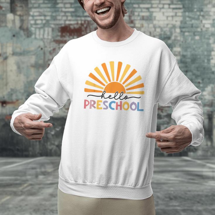 Back To School Hello Preschool For Kids Teacher Women Men Graphic Sweatshirt, gift for family, gift for coworker Back To School Hello Preschool For Kids Teacher Women Men Graphic Sweatshirt, gift for family, gift for coworker