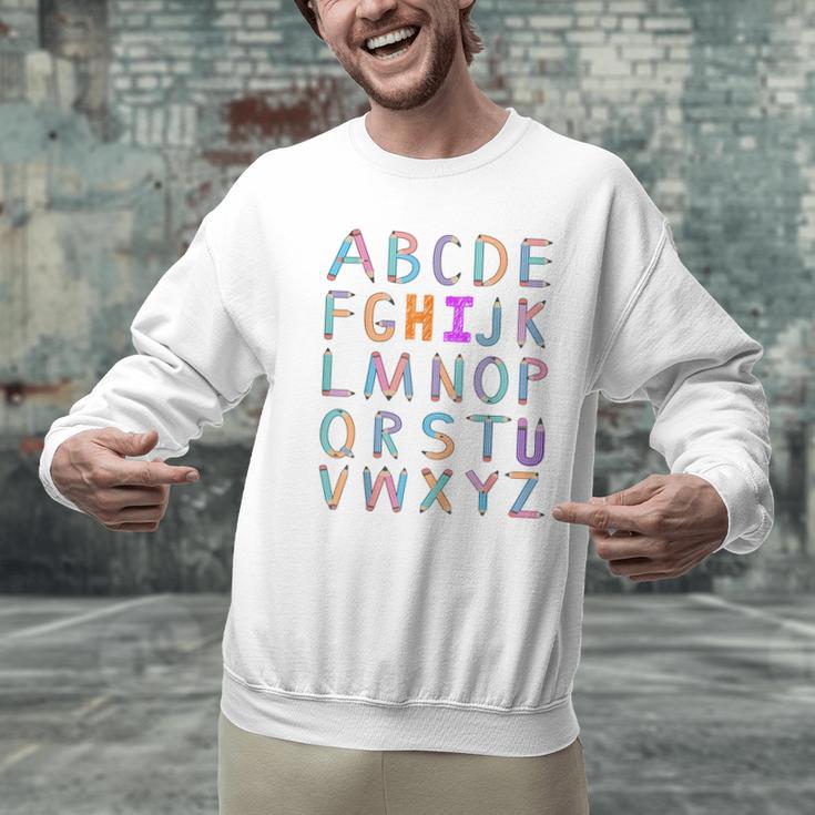 Back To School Kindergarten Alphabet ABC Teacher Women Kids Men Graphic Sweatshirt, gift for family, gift for coworker