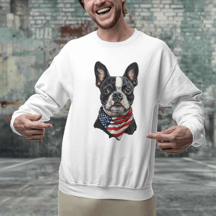 Boston Terrier American Flag Men Graphic Sweatshirt, American Boston Terrier Sweatshirts, gift for family, gift for coworker