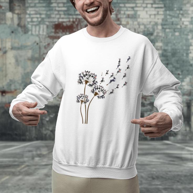 Boston Terrier Flower Fly Dandelion Dog Lover Dog Dad Men Graphic Sweatshirt, Boston Terrier Dad Sweatshirts, gift for family, gift for coworker