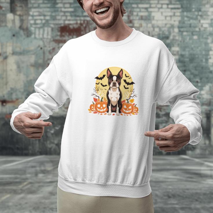 Boston Terrier Halloween Dog Lover Pumpkin Costume Men Graphic Sweatshirt, Boston Terrier Halloween Sweatshirts, gift for family, gift for coworker