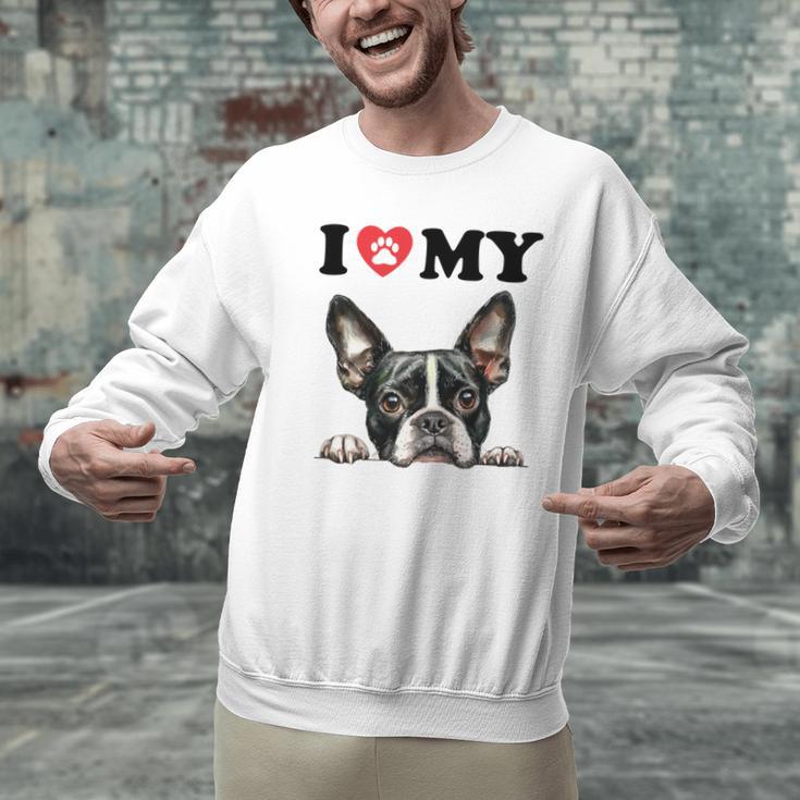 Boston Terrier I Heart My Dog Dog Lover Men Graphic Sweatshirt, gift for family, gift for coworker