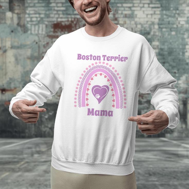 Boston Terrier Mama Cute Rainbow Paw Heart Shape Men Graphic Sweatshirt, gift for family, gift for coworker