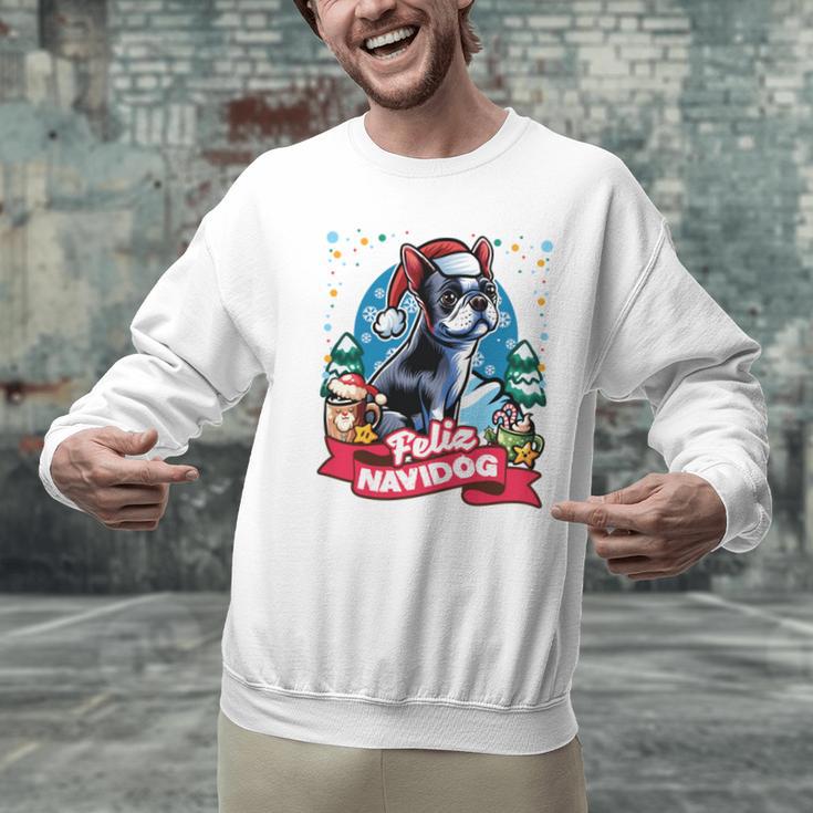 Boston Terrier Santa Claus Coffee Mug Merry Christmas Dogs Men Graphic Sweatshirt, Boston Terrier Christmas Sweatshirts, gift for family, gift for coworker