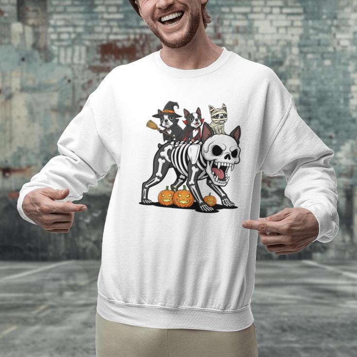 Boston Terrier Skeleton Mummy Witch Halloween Men Graphic Sweatshirt, Boston Terrier Halloween Sweatshirts, gift for family, gift for coworker
