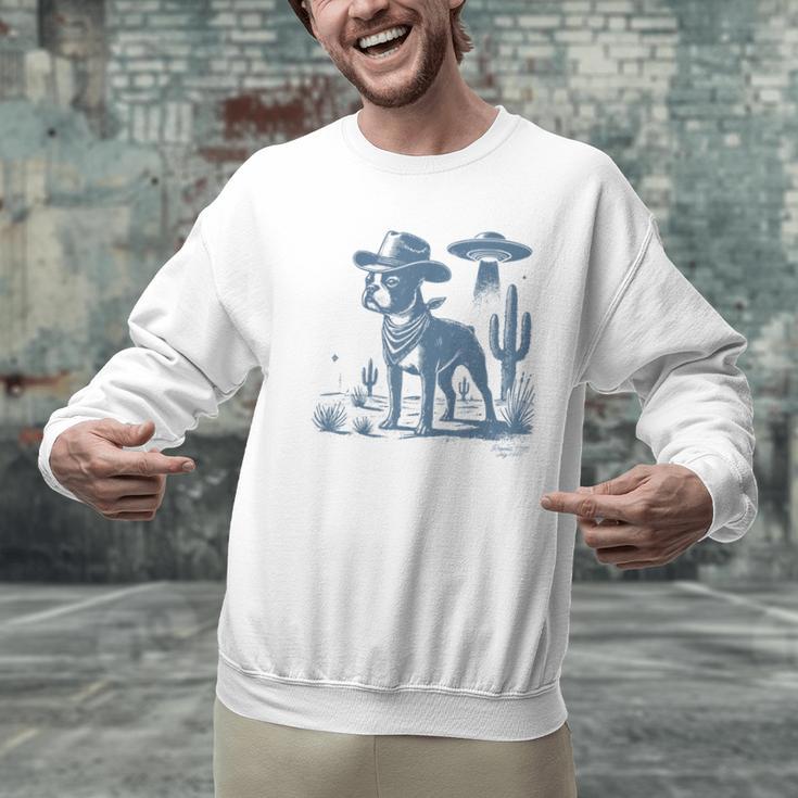 Boston Terrier UFO Cowboy Dog Dog Mom Dog Dad Alien Dog Men Graphic Sweatshirt, Boston Terrier Mom Sweatshirts, Boston Terrier Dad Sweatshirts, gift for family, gift for coworker