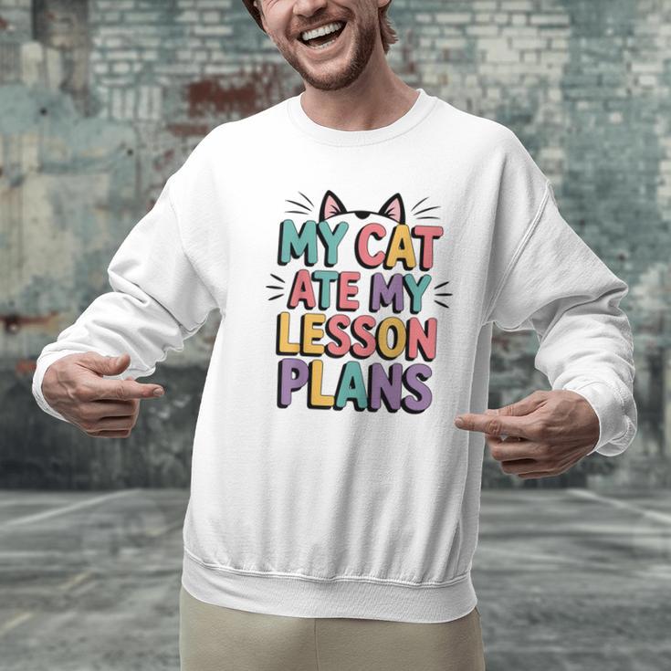 My Cat Ate My Lesson Plans Teacher Cat Humor Men Graphic Sweatshirt, gift for family, gift for coworker