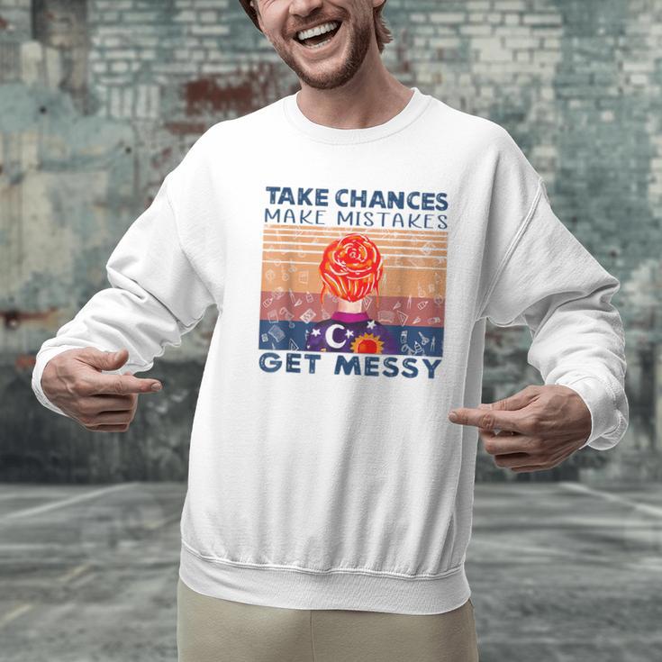 Take Chances Make Mistakes Get Messy Vintage Teacher Life Men Graphic Sweatshirt, gift for family, gift for coworker