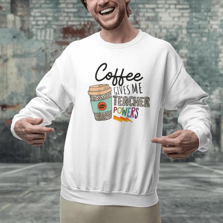 Coffee Gives Me Teacher Power Teacher Elementary Women Men Graphic Sweatshirt, gift for family, gift for coworker