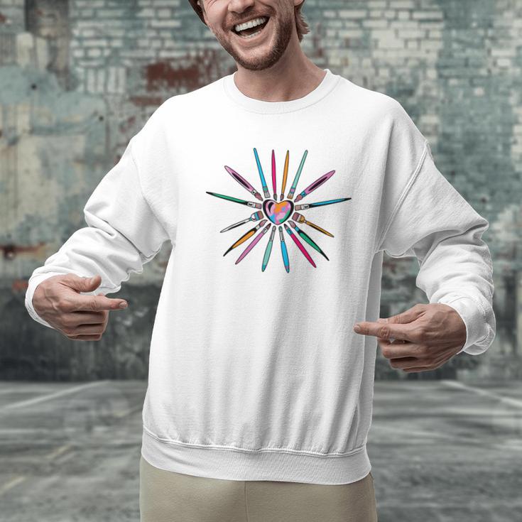 Cool Brush Heart Shape Art Teacher Paint For Artist Painter Men Graphic Sweatshirt, gift for family, gift for coworker Cool Brush Heart Shape Art Teacher Paint For Artist Painter Men Graphic Sweatshirt, gift for family, gift for coworker