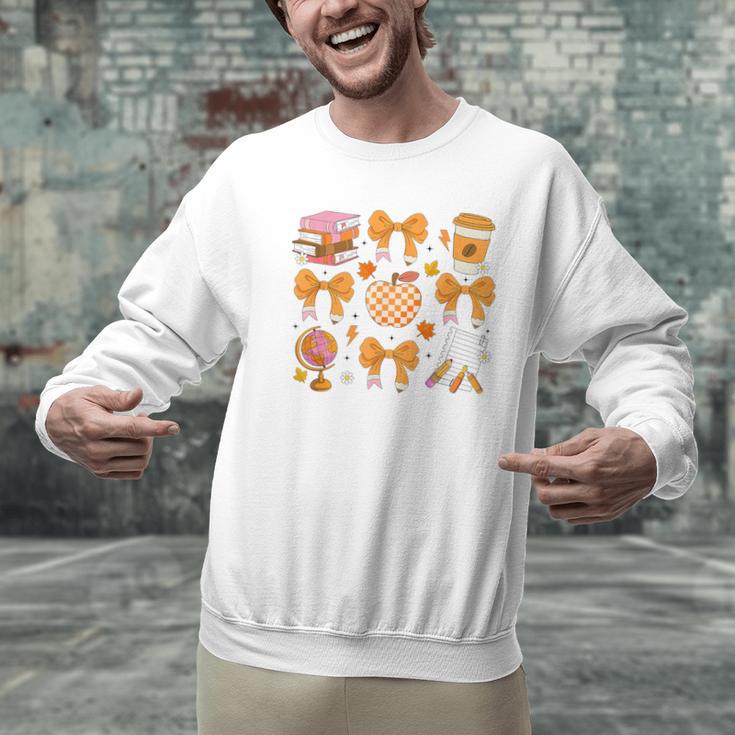 Coquette Bow Teacher Thanksgiving Fall Autumn Girls Women Men Graphic Sweatshirt, gift for family, gift for coworker