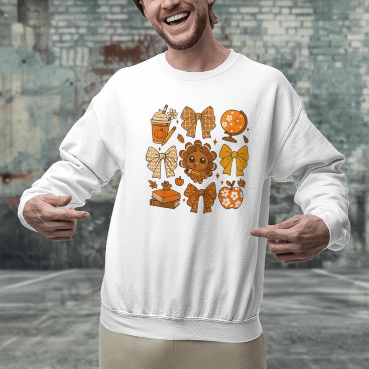 Coquette Teach Teacher Bows Thanksgiving Turkey Fall Autumn Men Graphic Sweatshirt, gift for family, gift for coworker Coquette Teach Teacher Bows Thanksgiving Turkey Fall Autumn Men Graphic Sweatshirt, gift for family, gift for coworker