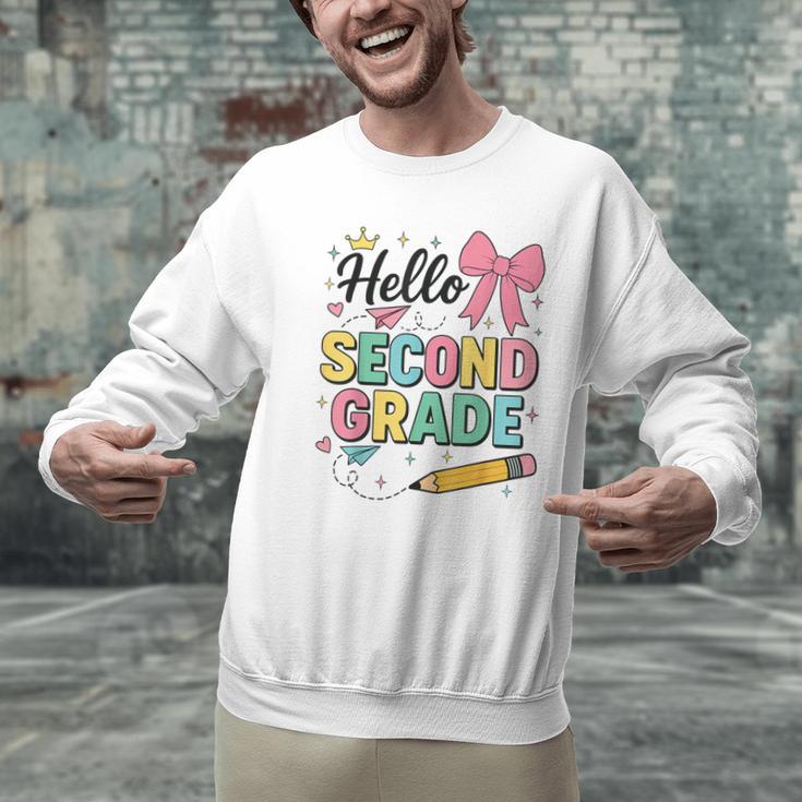 Cute Hello Second Grade Back To School Coquette Teacher Girl Men Graphic Sweatshirt, gift for family, gift for coworker