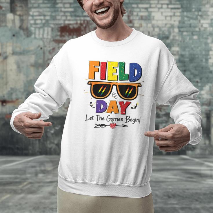 Field Day 2025 Let The Games Begin Kids Boys Girls Teachers Men Graphic Sweatshirt, gift for family, gift for coworker