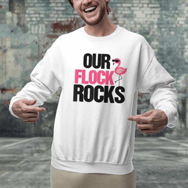 Our Flock Rocks Flamingo Mother's Day Teacher Men Graphic Sweatshirt, gift for family, gift for coworker