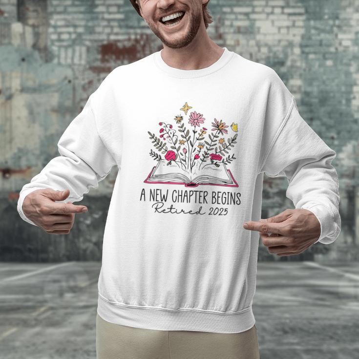Floral Book a New Chapter Begins Retired Retirement Teacher Men Graphic Sweatshirt, gift for family, gift for coworker Floral Book a New Chapter Begins Retired Retirement Teacher Men Graphic Sweatshirt, gift for family, gift for coworker