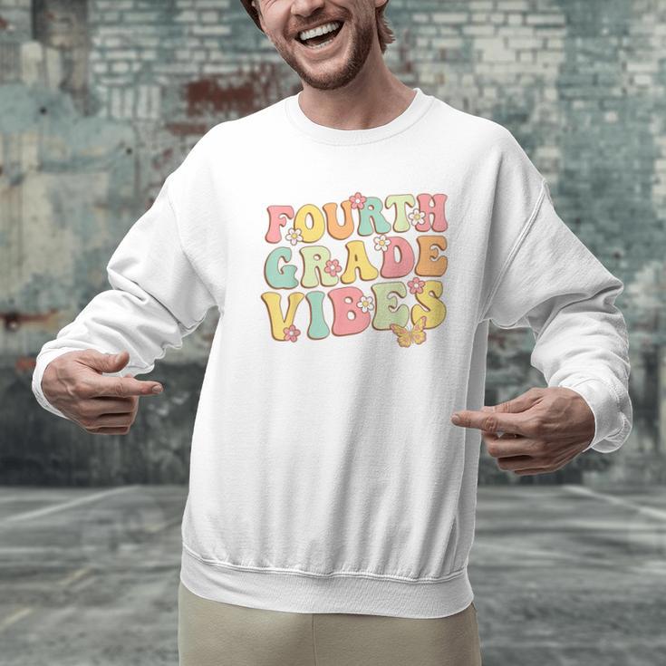 Fourth Grade Vibes Hello Team 4th Grade Teacher Kids Retro Men Graphic Sweatshirt, 4th Grade Teacher Sweatshirts, gift for family, gift for coworker