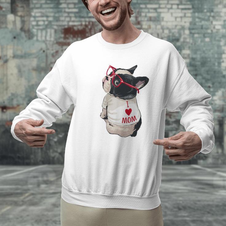 Girls I Heart Mom Love Mama Boston Terrier Dog Lover Men Graphic Sweatshirt, Boston Terrier Mom Sweatshirts, gift for family, gift for coworker