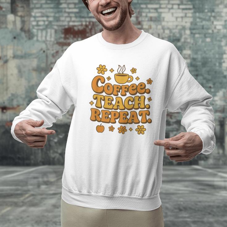 Groovy Coffee Teach Repeat Retro Teacher Men Graphic Sweatshirt, Groovy Teacher Sweatshirts, gift for family, gift for coworker Groovy Coffee Teach Repeat Retro Teacher Men Graphic Sweatshirt, Groovy Teacher Sweatshirts, gift for family, gift for coworker