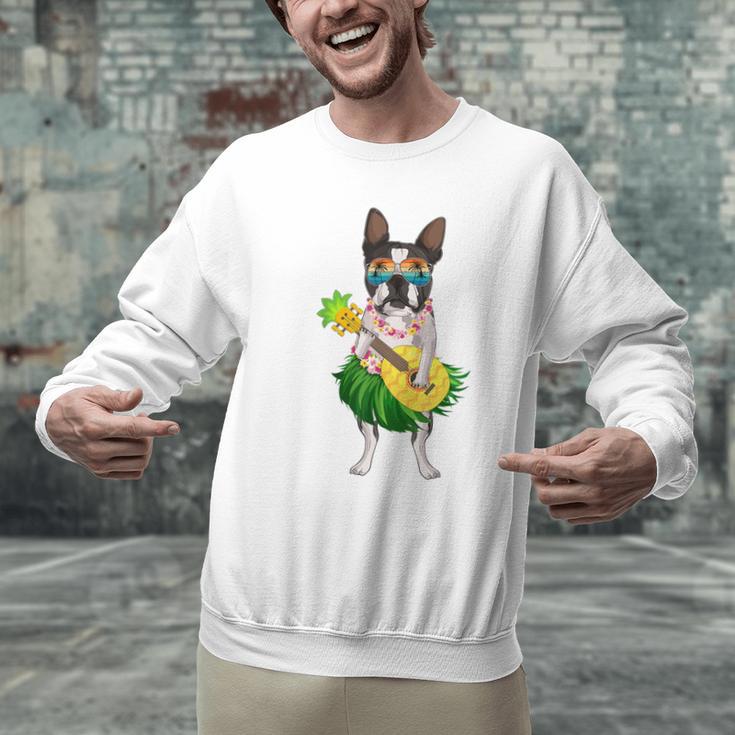 Hawaiian Boston Terrier Dog Pineapple Ukulele Summer For Men Women Girls Kids Men Graphic Sweatshirt, gift for family, gift for coworker