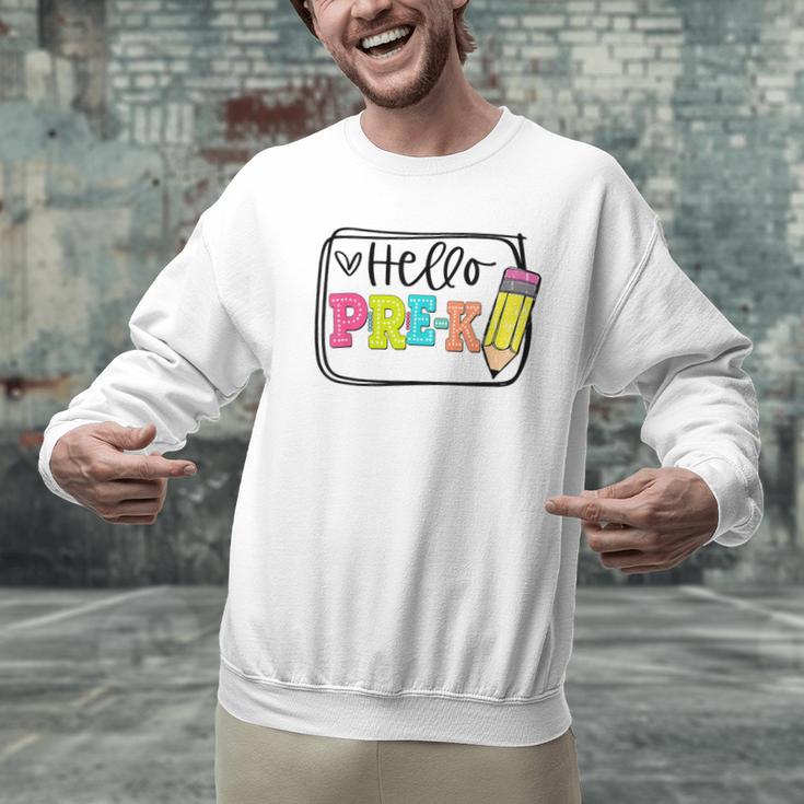 Hello Pre-K Team Preschool Teacher Kids Back To School Men Graphic Sweatshirt, gift for family, gift for coworker
