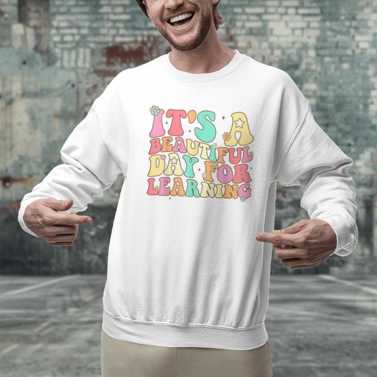 It's Beautiful Day For Learning Retro Teacher Students Women Men Graphic Sweatshirt, gift for family, gift for coworker