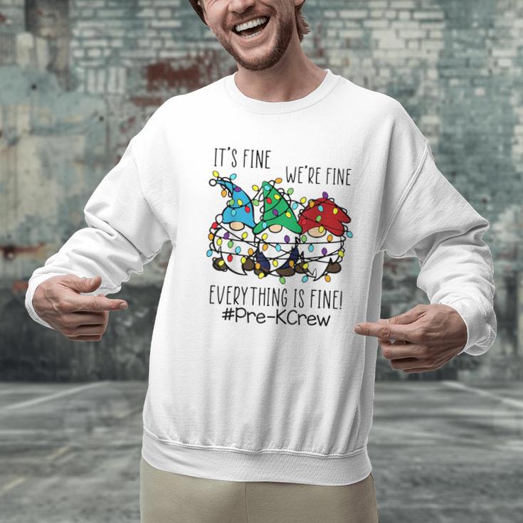 It's Fine We'Re Fine Gnome Pre-K Teacher Christmas Light For Men Women Men Graphic Sweatshirt, gift for family, gift for coworker It's Fine We'Re Fine Gnome Pre-K Teacher Christmas Light For Men Women Men Graphic Sweatshirt, gift for family, gift for coworker