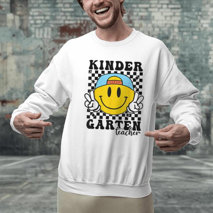 Kindergarten Teacher Hippie Smile Face Back School Men Graphic Sweatshirt, gift for family, gift for coworker