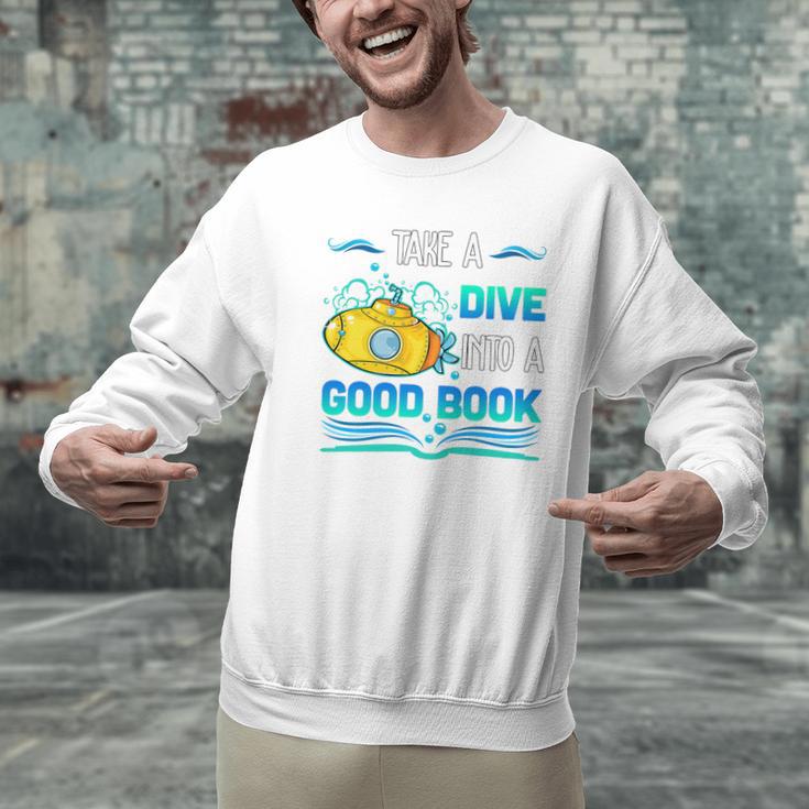 Librarian Teacher Dive Into A Good Book Reading Premium Tri-Blend Men Graphic Sweatshirt, gift for family, gift for coworker Librarian Teacher Dive Into A Good Book Reading Premium Tri-Blend Men Graphic Sweatshirt, gift for family, gift for coworker