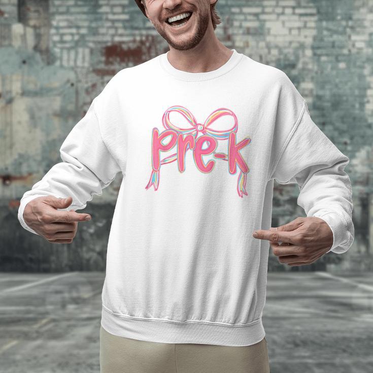 Preppy Pre k Back To School Pre-k Teachers Girls Cute Bow Men Graphic Sweatshirt, gift for family, gift for coworker Preppy Pre k Back To School Pre-k Teachers Girls Cute Bow Men Graphic Sweatshirt, gift for family, gift for coworker