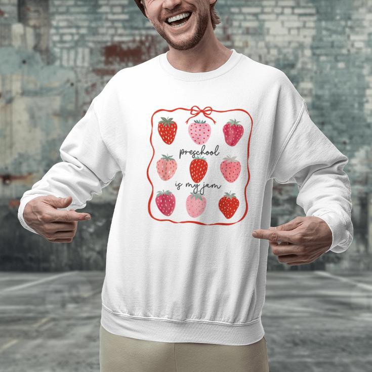 Preschool Is My Jam Strawberry Teacher First Day Of School Men Graphic Sweatshirt, gift for family, gift for coworker Preschool Is My Jam Strawberry Teacher First Day Of School Men Graphic Sweatshirt, gift for family, gift for coworker