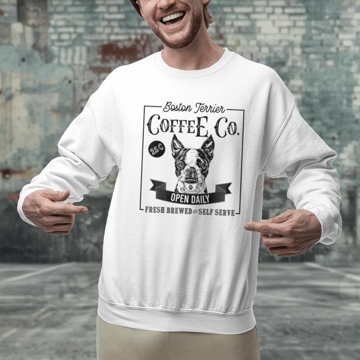Retro Boston Terrier Coffee Dog Mom Coffee Lover Men Graphic Sweatshirt, Boston Terrier Mom Sweatshirts, gift for family, gift for coworker
