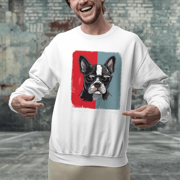 Retro Boston Terrier Dog Lover Bostie Mom Dad Dog Owner Men Graphic Sweatshirt, Boston Terrier Mom Sweatshirts, Boston Terrier Dad Sweatshirts, gift for family, gift for coworker