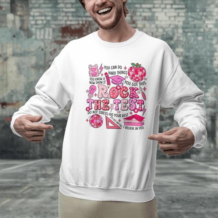 Rock The Test Testing Day Don't Stress Do Your Best Teacher For Men Women Girls Kids Men Graphic Sweatshirt, gift for family, gift for coworker Rock The Test Testing Day Don't Stress Do Your Best Teacher For Men Women Girls Kids Men Graphic Sweatshirt, gift for family, gift for coworker