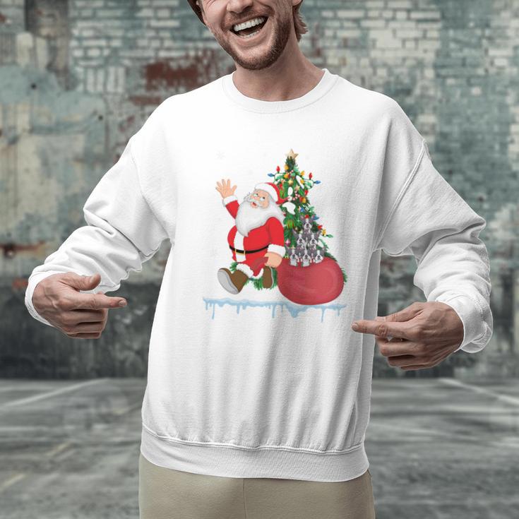 Santa Ugly Christmas Tree Lights Boston Terrier Dog Lover Men Graphic Sweatshirt, Boston Terrier Christmas Sweatshirts, gift for family, gift for coworker