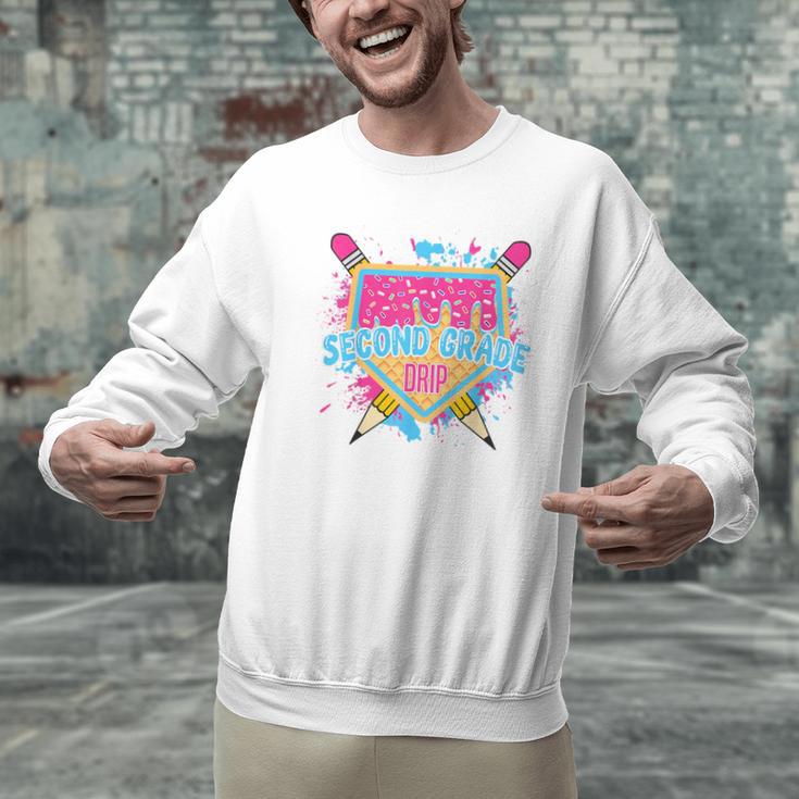Second Grade Drip Ice Cream Home Plate Baseball Teachers Kid Men Graphic Sweatshirt, gift for family, gift for coworker Second Grade Drip Ice Cream Home Plate Baseball Teachers Kid Men Graphic Sweatshirt, gift for family, gift for coworker
