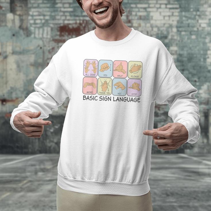 Basic Sign Language Speech Pathology Aac Sped Teacher Men Graphic Sweatshirt, gift for family, gift for coworker Basic Sign Language Speech Pathology Aac Sped Teacher Men Graphic Sweatshirt, gift for family, gift for coworker
