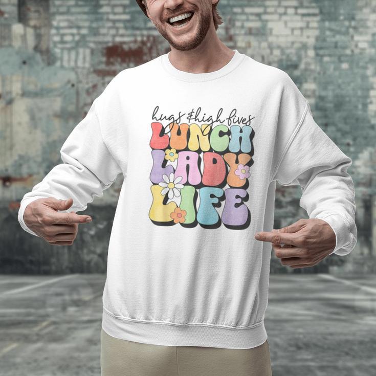 Soul Bleach Teacher Staff First Day Of School Last Hugs & High Fives Lunch Lady Vibes Blue Classic Fit Men Graphic Sweatshirt, gift for family, gift for coworker Soul Bleach Teacher Staff First Day Of School Last Hugs & High Fives Lunch Lady Vibes Blue Classic Fit Men Graphic Sweatshirt, gift for family, gift for coworker
