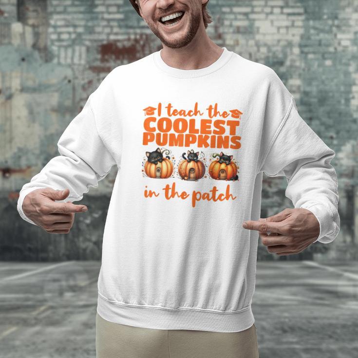 I Teach The Cutest Pumpkins Halloween Teacher Cat Lover Men Graphic Sweatshirt, gift for family, gift for coworker