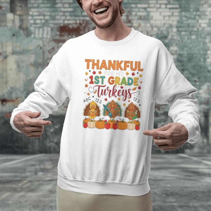 Teach Thanksgiving Teacher Thankful For My 1st Grade Turkeys Men Graphic Sweatshirt, gift for family, gift for coworker Teach Thanksgiving Teacher Thankful For My 1st Grade Turkeys Men Graphic Sweatshirt, gift for family, gift for coworker