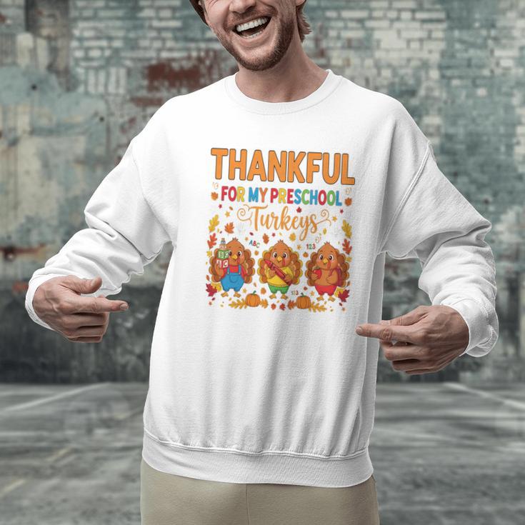 Teach Thanksgiving Teacher Thankful For My Preschool Turkeys Men Graphic Sweatshirt, gift for family, gift for coworker