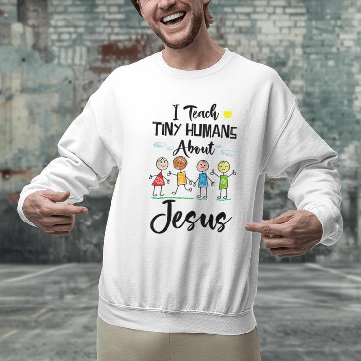 I Teach Tiny Humans About Jesus Sunday School Teacher Men Graphic Sweatshirt, gift for family, gift for coworker I Teach Tiny Humans About Jesus Sunday School Teacher Men Graphic Sweatshirt, gift for family, gift for coworker