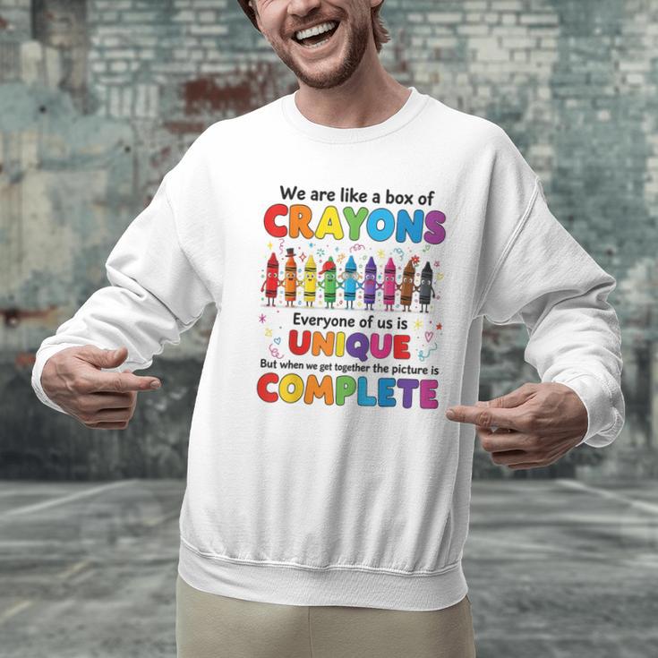 Teacher We Are Like a Box Of Crayons Back To School Men Graphic Sweatshirt, gift for family, gift for coworker Teacher We Are Like a Box Of Crayons Back To School Men Graphic Sweatshirt, gift for family, gift for coworker