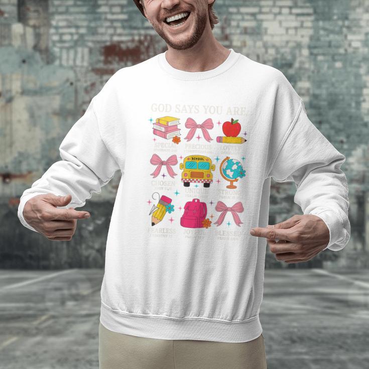 Teacher Christian God Says I Am Faith Religious Bible Verse Men Graphic Sweatshirt, gift for family, gift for coworker