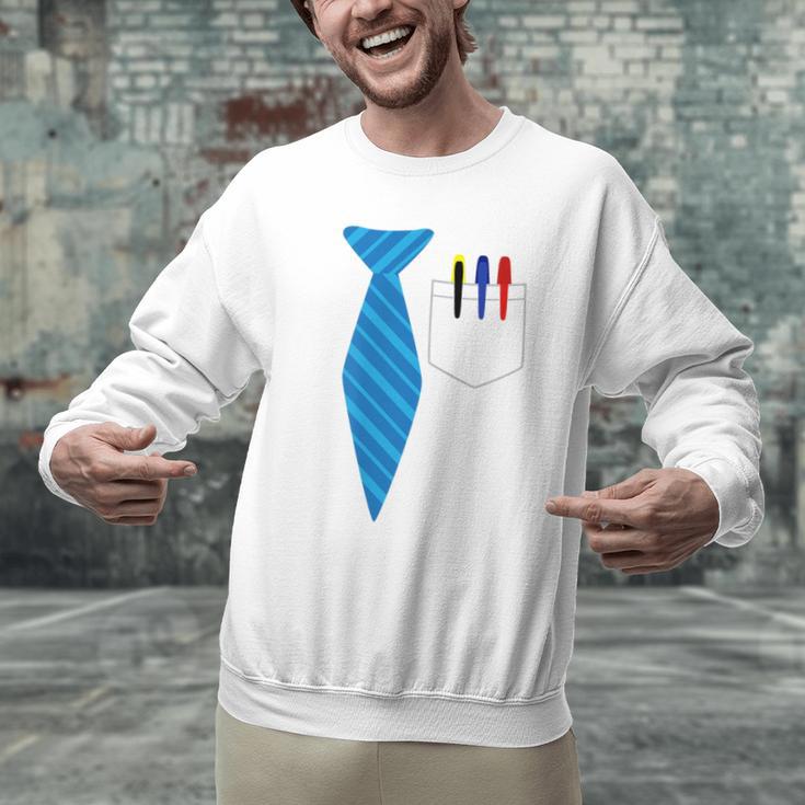 Teacher Tie & Pocket Protector Costume School Men Graphic Sweatshirt, gift for family, gift for coworker