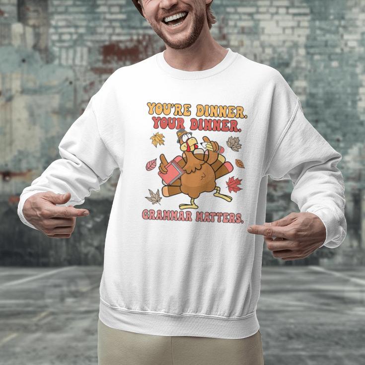Thanksgiving Grammar Thankful English Teacher Fall Turkey Men Graphic Sweatshirt, English Teacher Sweatshirts, gift for family, gift for coworker