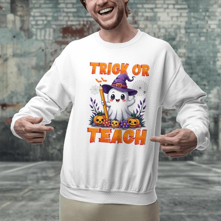 Trick Or Teach Teacher Halloween Ghost Pencil Floral Men Graphic Sweatshirt, gift for family, gift for coworker